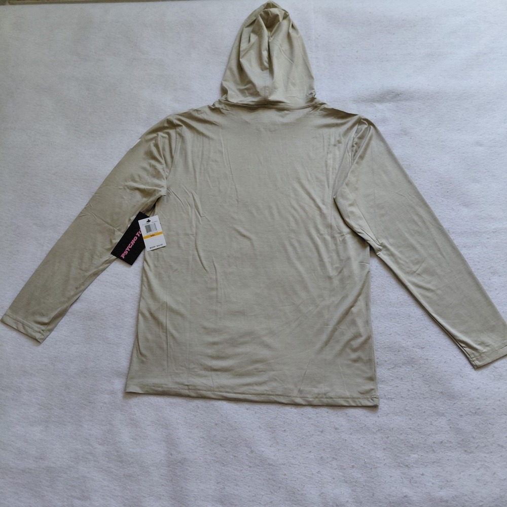 Psycho Tuna Hooded Long Sleeve Performance Shirt Mens Tan Beige Size S Logo NWT